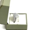 Box opened with the ring seated in the cushion