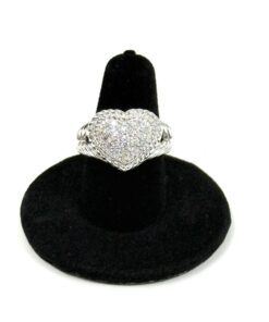 Judith Ripka Designer Heart Ring .925 Sterling Silver and Cubic Zirconia Size 7