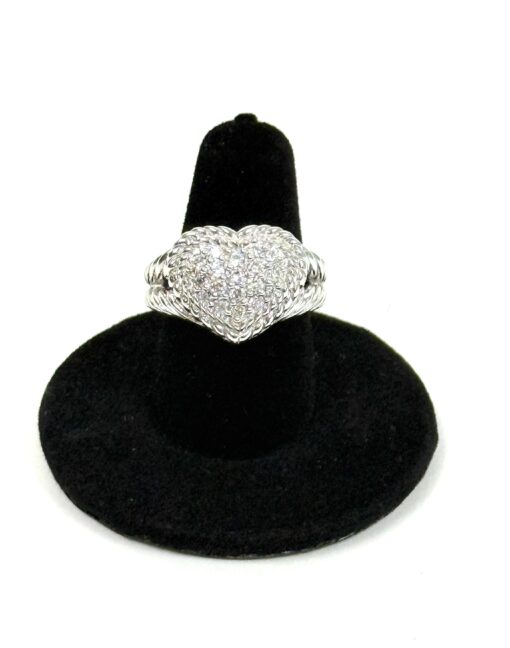 Judith Ripka Designer Heart Ring .925 Sterling Silver and Cubic Zirconia Size 7