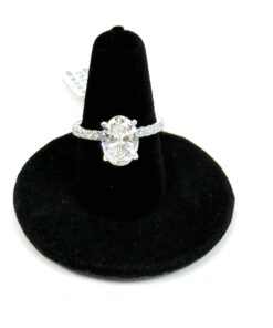 3 Carat Lab Diamond Brilliant Oval Ring 14k White Gold