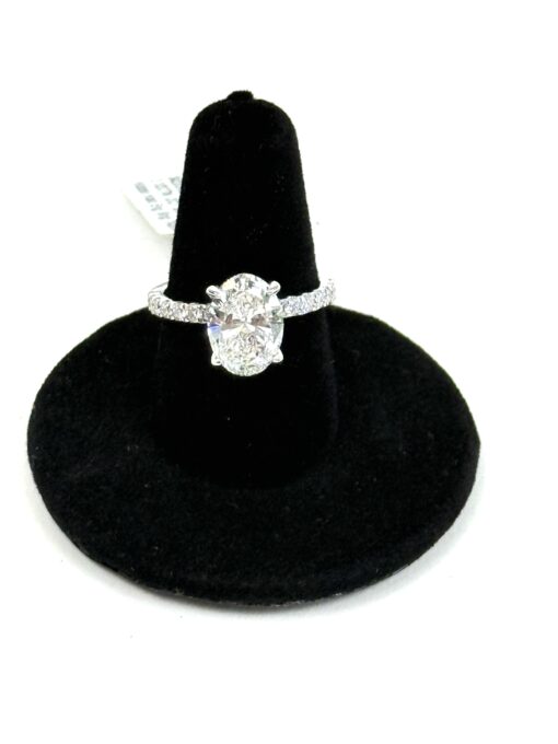 3 Carat Lab Diamond Brilliant Oval Ring 14k White Gold