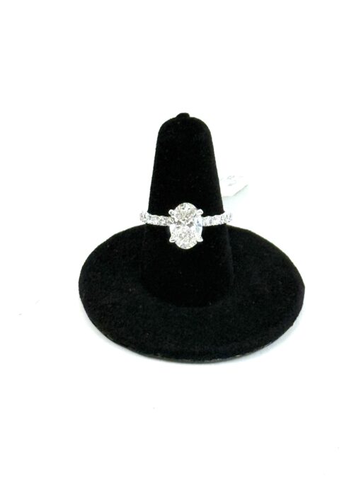 2.5 Carat Lab Diamond Brilliant Oval Ring 14k White Gold