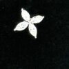 Close up of one earring showing the four marquise cut petals