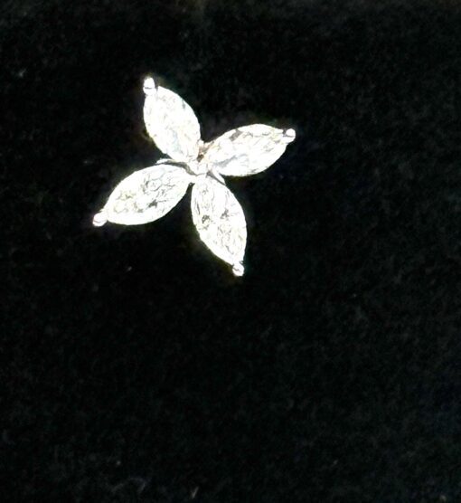 1 Carat Lab Diamond Flower Pierced Earrings 14k White Gold F VS - Image 3
