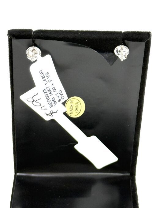 1 Carat Lab Diamond Flower Pierced Earrings 14k White Gold F VS - Image 5