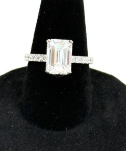 2.99 Carat Lab Grown Emerald Cut Engagement Ring Color G VS2 14K White Gold