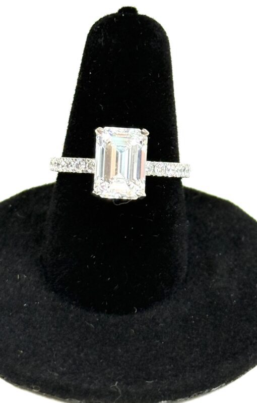 2.99 Carat Lab Grown Emerald Cut Engagement Ring Color G VS2 14K White Gold