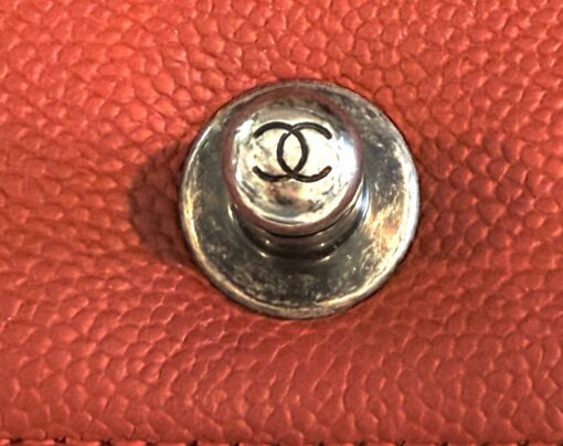 CHANEL Red Quilted Caviar Leather Medium 10" Boy Bag Ruthenium - Image 7