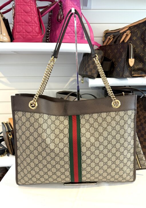 Gucci Supreme Monogram Large Rajah Chain Tote Beige New Acero with Pouch - Image 5