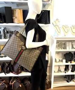 Gucci Supreme Monogram Large Rajah Chain Tote Beige New Acero with Pouch 2