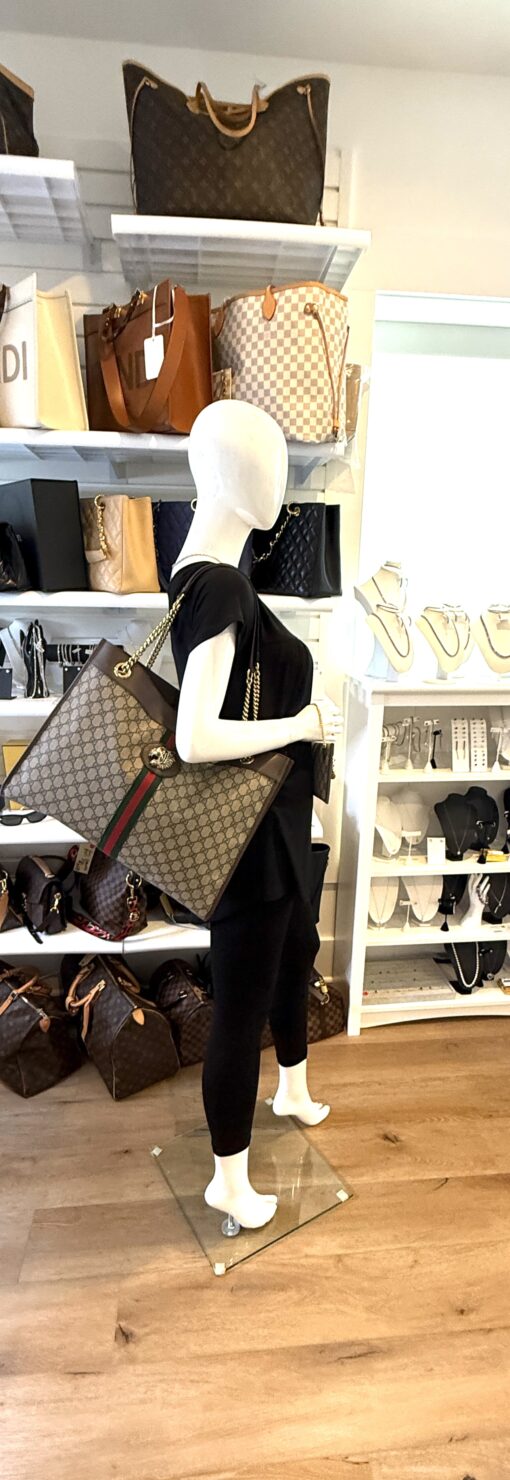 Gucci Supreme Monogram Large Rajah Chain Tote Beige New Acero with Pouch - Image 2