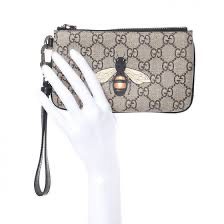 Gucci Supreme Monogram Bee Print Wrist Pouch Black 2