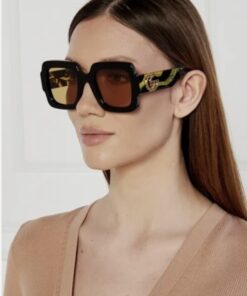 NEW Gucci GG1547S Black Yellow Zebra Square Sunglasses 2