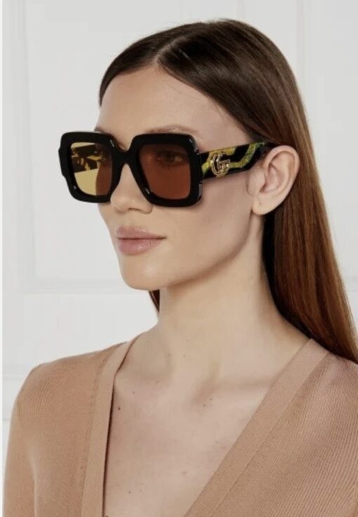 NEW Gucci GG1547S Black Yellow Zebra Square Sunglasses - Image 2