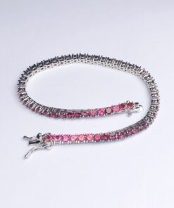 Ruby Natural Gemstone Birthstone 3mm .925 Tennis Bracelet 7.5"