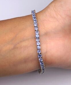 Tanzanite Natural Gemstone Birthstone 3mm .925 Tennis Bracelet 7.5″ 2