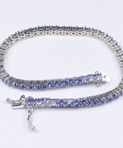 Tanzanite Natural Gemstone Birthstone 3mm .925 Tennis Bracelet 7.5"
