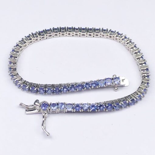 Tanzanite Natural Gemstone Birthstone 3mm .925 Tennis Bracelet 7.5"