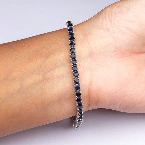 Spinel Black Natural Gemstone Birthstone 3mm .925 Tennis Bracelet 7.5" - Image 7