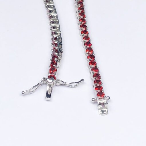 Garnet Natural Gemstone Birthstone 3mm .925 Tennis Bracelet 7.5" - Image 5