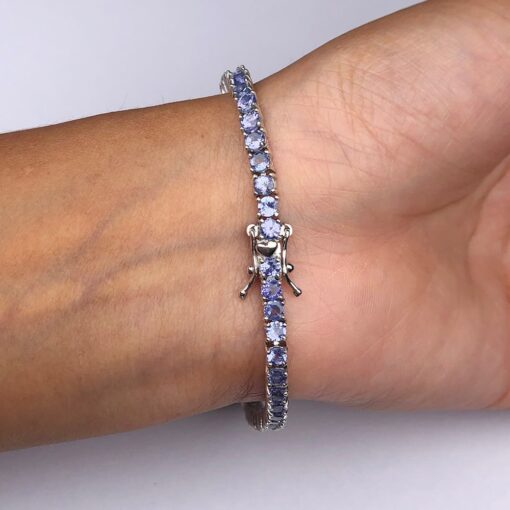 Tanzanite Natural Gemstone Birthstone 3mm .925 Tennis Bracelet 7.5" - Image 7