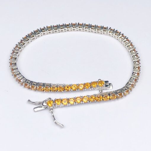 Citrine Natural Gemstone Birthstone 3mm .925 Tennis Bracelet 7.5"
