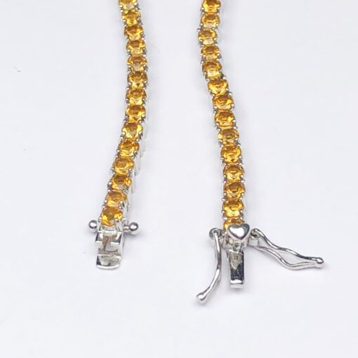 Citrine Natural Gemstone Birthstone 3mm .925 Tennis Bracelet 7.5" - Image 3