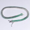 Emerald Natural Gemstone Birthstone 3mm .925 Tennis Bracelet 7.5"