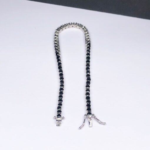 Spinel Black Natural Gemstone Birthstone 3mm .925 Tennis Bracelet 7.5" - Image 5