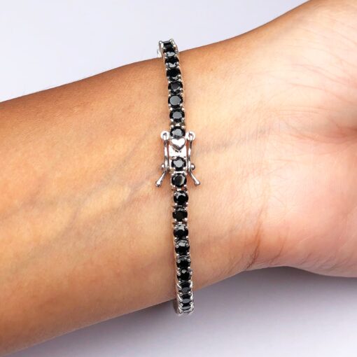 Spinel Black Natural Gemstone Birthstone 3mm .925 Tennis Bracelet 7.5" - Image 6