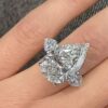 Special order custom – 6 TCW Pear center with 2 TCW Pear sides 14k White Gold Ring -#1 32