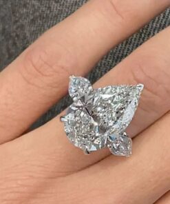 Special order custom - 6 TCW Pear center with 2 TCW Pear sides 14k White Gold