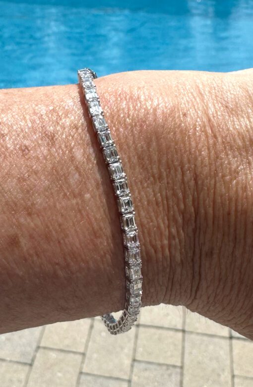 5.1 TCW Lab 52 Bezel Diamonds 7" Tennis Bracelet In 14K White Gold - Image 13