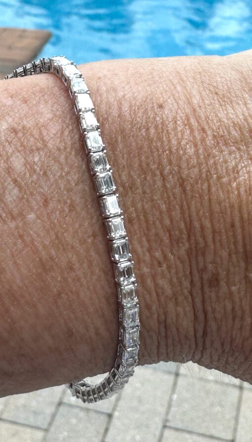 5.1 TCW Lab 52 Bezel Diamonds 7" Tennis Bracelet In 14K White Gold - Image 12