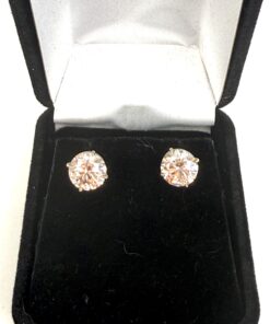 3.01 TCW Fancy Intense Pink Lab Diamond Screwback Studs in 14k White Gold