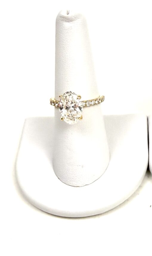 14K Yellow Gold Lab Diamond Bridal Set 3.0 Carat Engagement Ring and .5 Carat Wedding Band