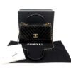 Chanel Aged Calfskin Chevron Quilted Small Coco Handle Flap Black 8