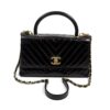 Chanel Aged Calfskin Chevron Quilted Small Coco Handle Flap Black