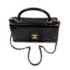 Chanel Aged Calfskin Chevron Quilted Small Coco Handle Flap Black 33