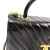 Chanel Aged Calfskin Chevron Quilted Small Coco Handle Flap Black 32