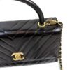 Chanel Aged Calfskin Chevron Quilted Small Coco Handle Flap Black 30