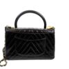 Chanel Aged Calfskin Chevron Quilted Small Coco Handle Flap Black 4