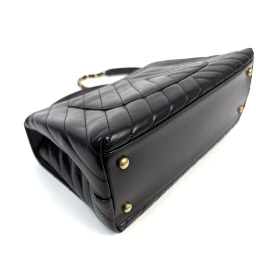 Chanel Aged Calfskin Chevron Quilted Small Coco Handle Flap Black - Image 23