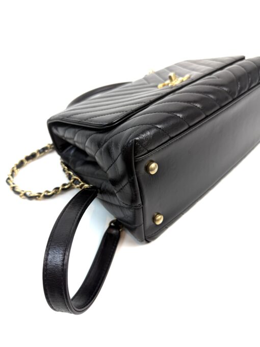Chanel Aged Calfskin Chevron Quilted Small Coco Handle Flap Black - Image 19