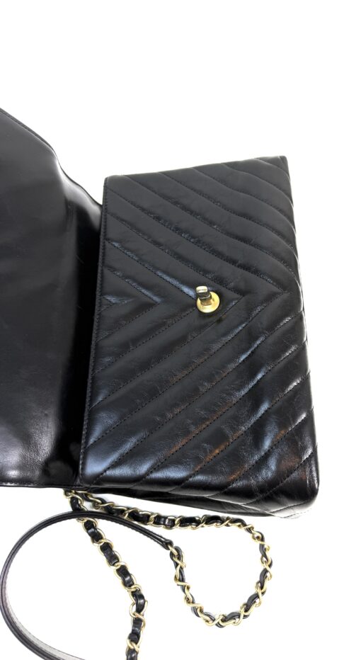 Chanel Aged Calfskin Chevron Quilted Small Coco Handle Flap Black - Image 13
