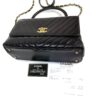 Chanel Aged Calfskin Chevron Quilted Small Coco Handle Flap Black 15