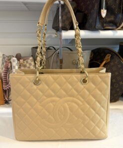 Chanel Caviar Quilted Grand Shopping Tote GST Beige Clair GHW