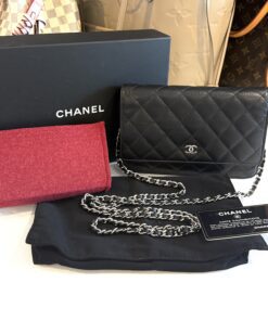 Chanel Caviar Quilted Wallet On Chain WOC Black SHW 2
