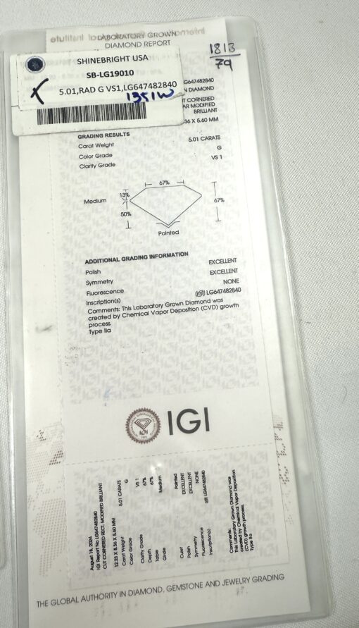 Brand new 5.5 Carat Radiant Lab Diamond G VS1 In 14k Yellow Gold - Image 9