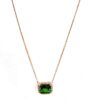 6.41 TCW Natural Emerald and Lab Diamonds Pendant 14K Yellow Gold 14-18" Adjustable